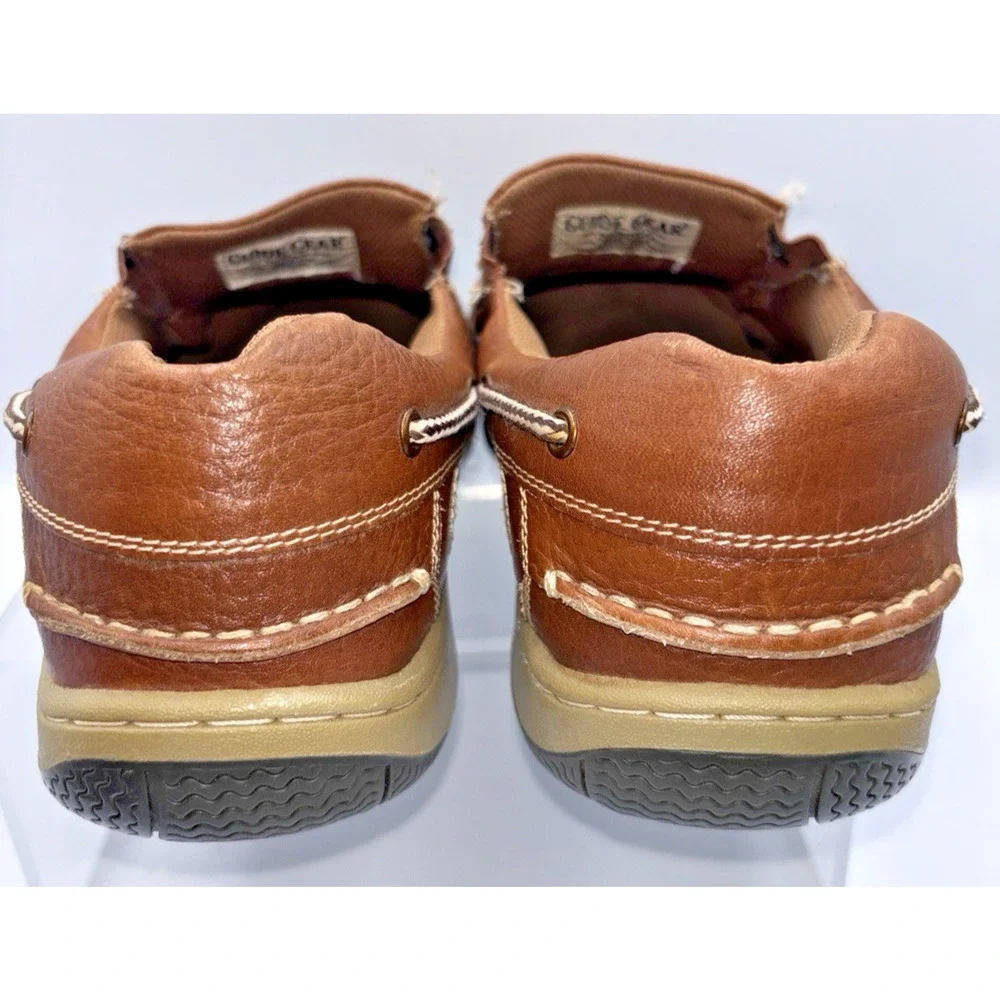 Guide Gear Leather Tan Slip On Boat Shoes Mens Sz 10 Brown Gently Worn Clean EUC